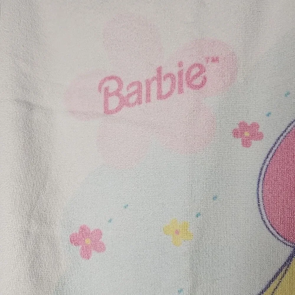 Vtg 1998 Barbie Mattel Beach Bath Towel Flower Shop by Franco 48 x 27